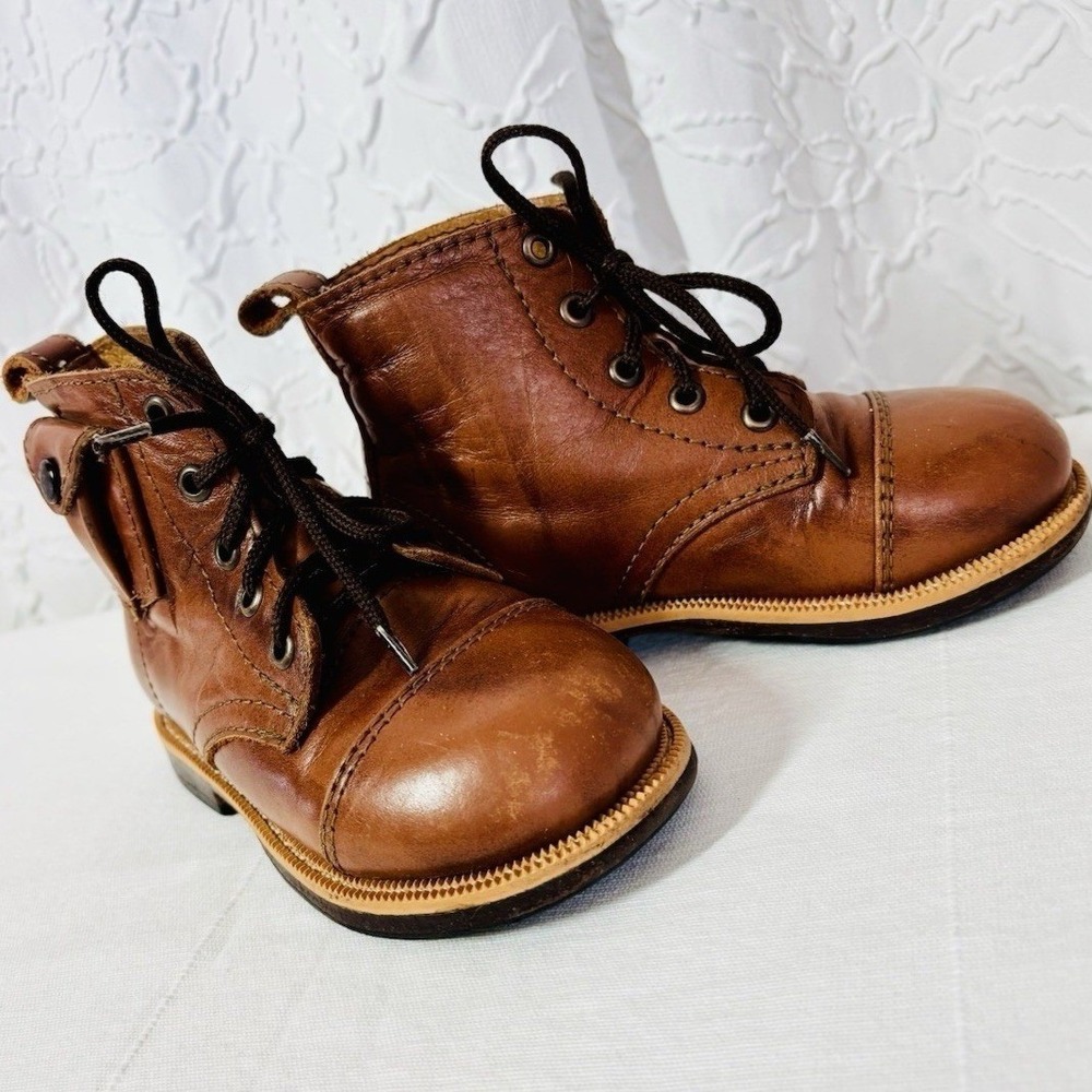 Mikoleon Brown Leather Heirloom Classic Lace Up Boots Shoes Kid's Size 23 US 7 - Picture 4 of 9